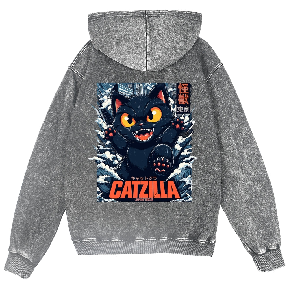 Cat Kaiju Vintage Wash Zip Hoodie