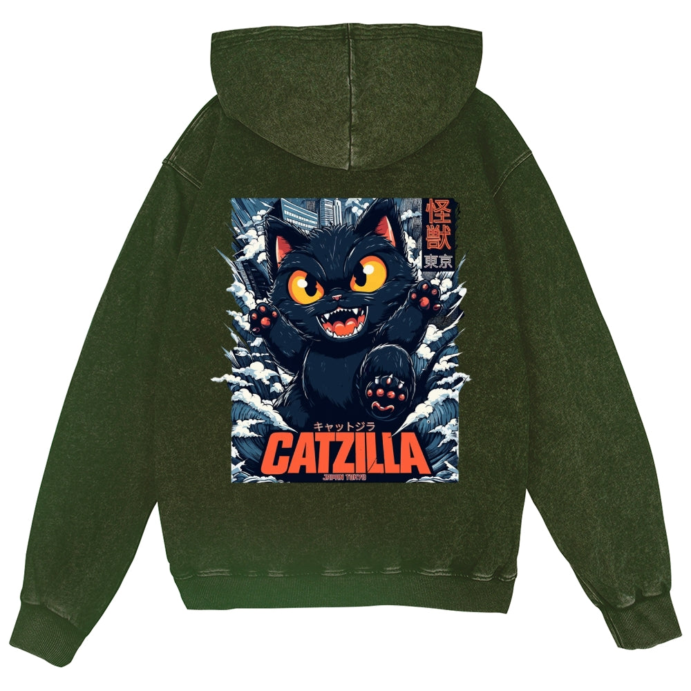 Cat Kaiju Vintage Wash Zip Hoodie