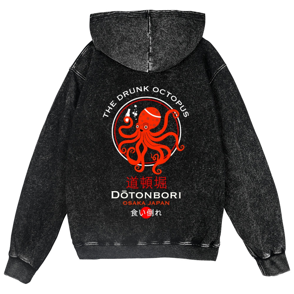 Octopus Vintage Wash Zip Hoodie
