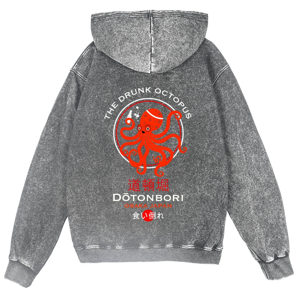 Octopus Vintage Wash Zip Hoodie