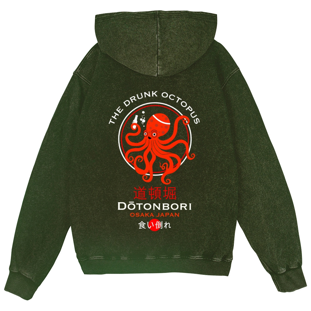 Octopus Vintage Wash Zip Hoodie