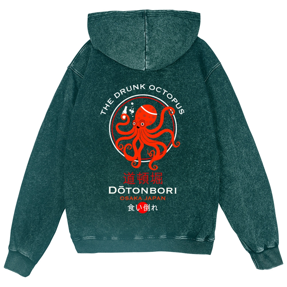 Octopus Vintage Wash Zip Hoodie