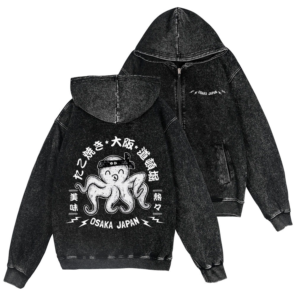 Octopus Vintage Wash Zip Hoodie