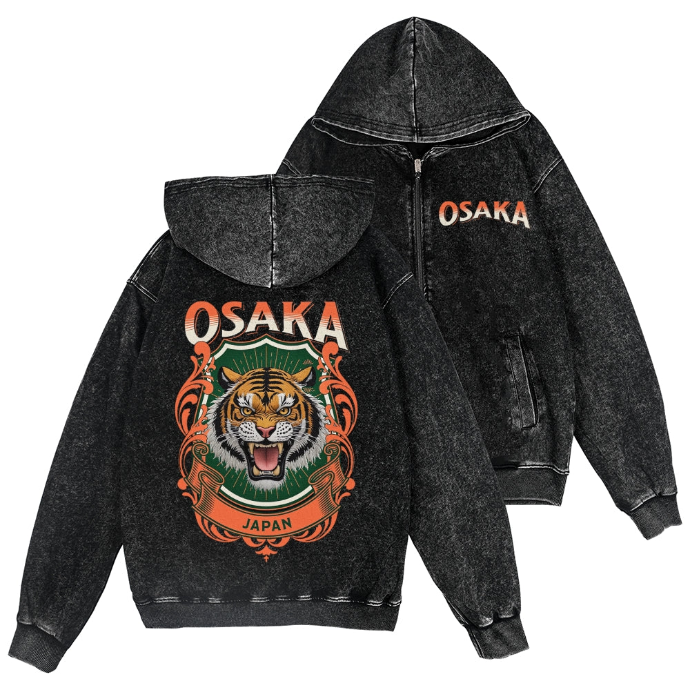 Osaka Tiger Vintage Wash Zip Hoodie