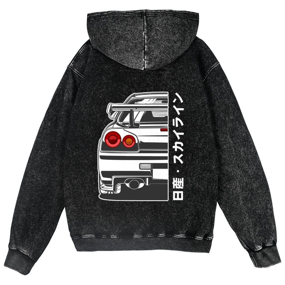 Car Vintage Wash Zip Hoodie