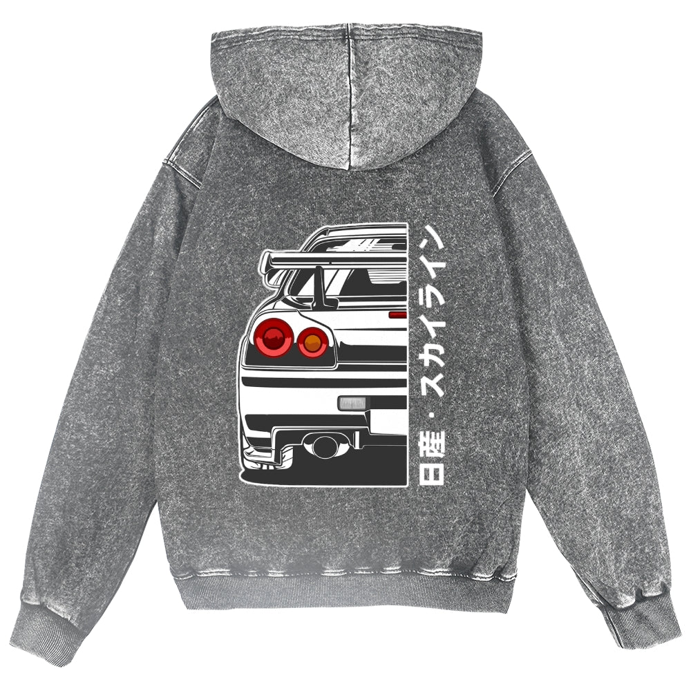 Car Vintage Wash Zip Hoodie