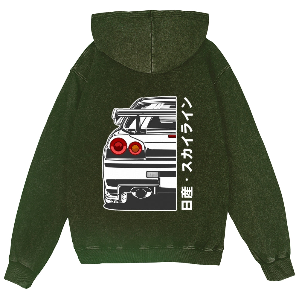 Car Vintage Wash Zip Hoodie