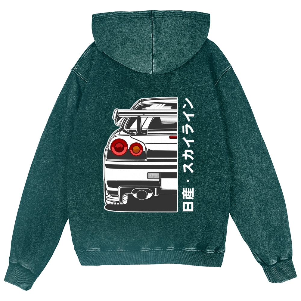 Car Vintage Wash Zip Hoodie