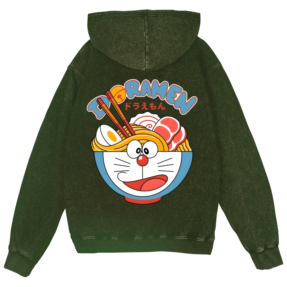 Cat Ramen Vintage Wash Zip Hoodie
