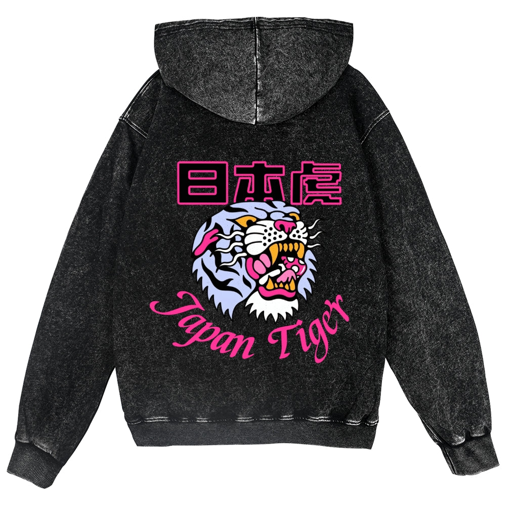 Japan Tiger Vintage Wash Zip Hoodie