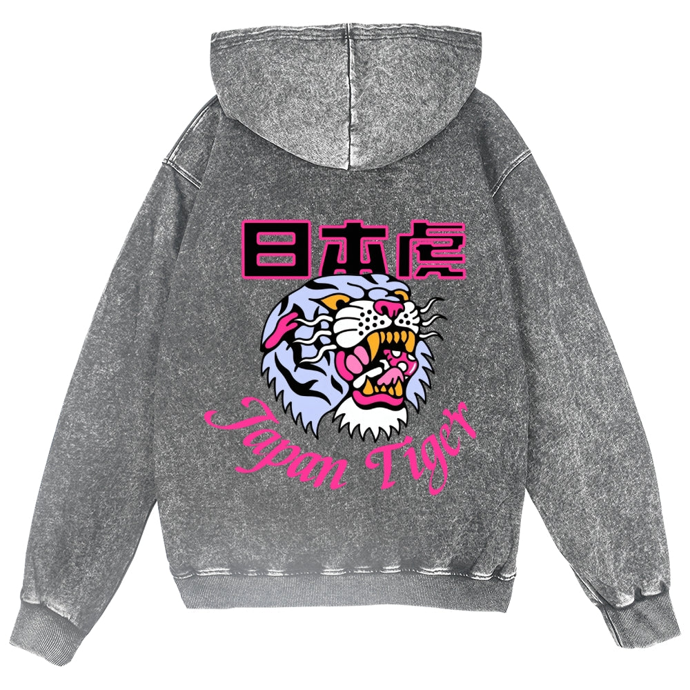 Japan Tiger Vintage Wash Zip Hoodie