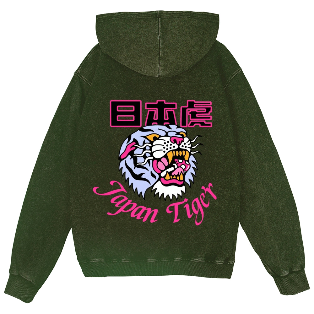Japan Tiger Vintage Wash Zip Hoodie