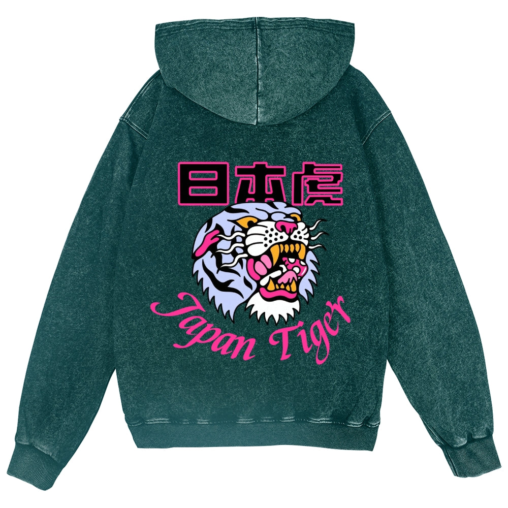 Japan Tiger Vintage Wash Zip Hoodie