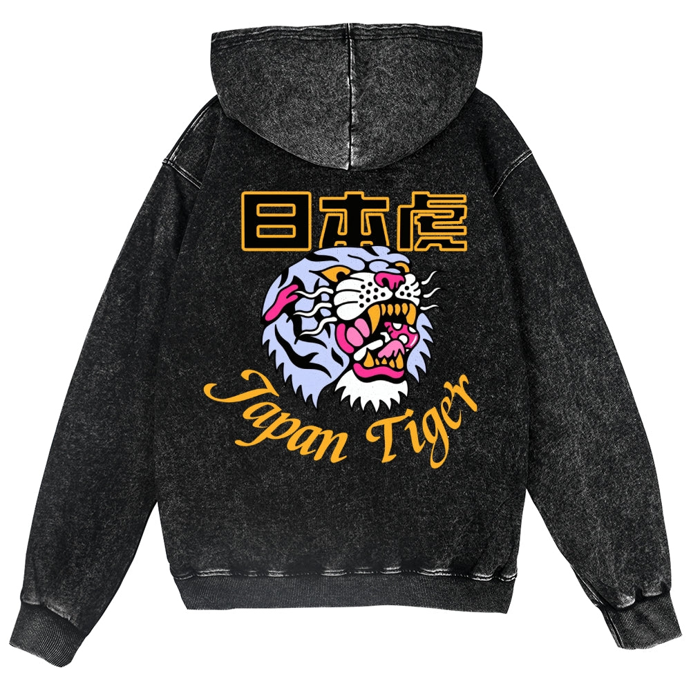 Japan Tiger Vintage Wash Zip Hoodie
