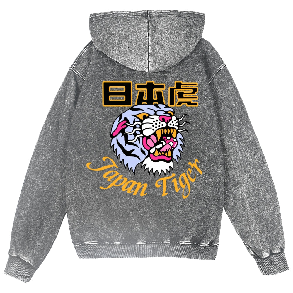 Japan Tiger Vintage Wash Zip Hoodie