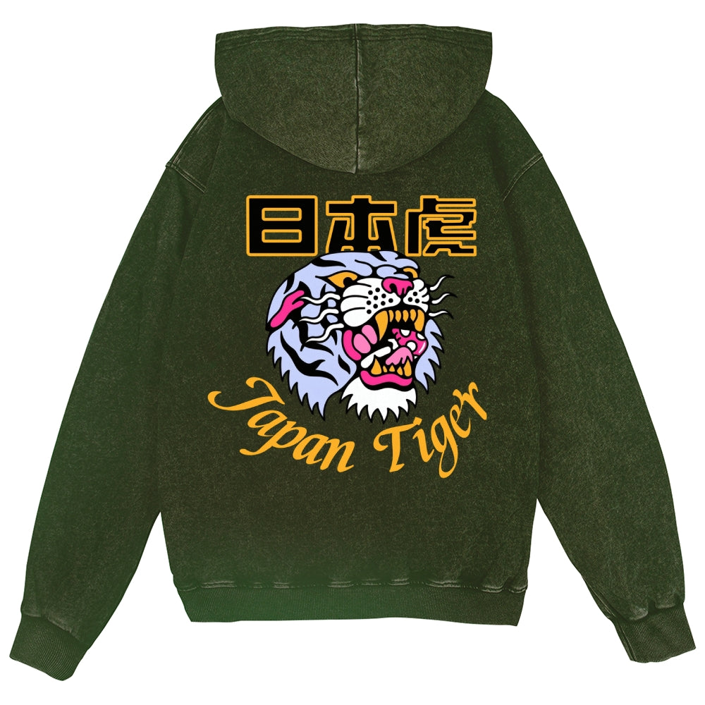 Japan Tiger Vintage Wash Zip Hoodie