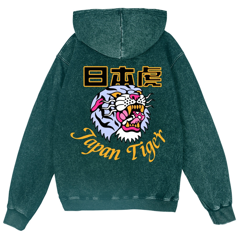 Japan Tiger Vintage Wash Zip Hoodie