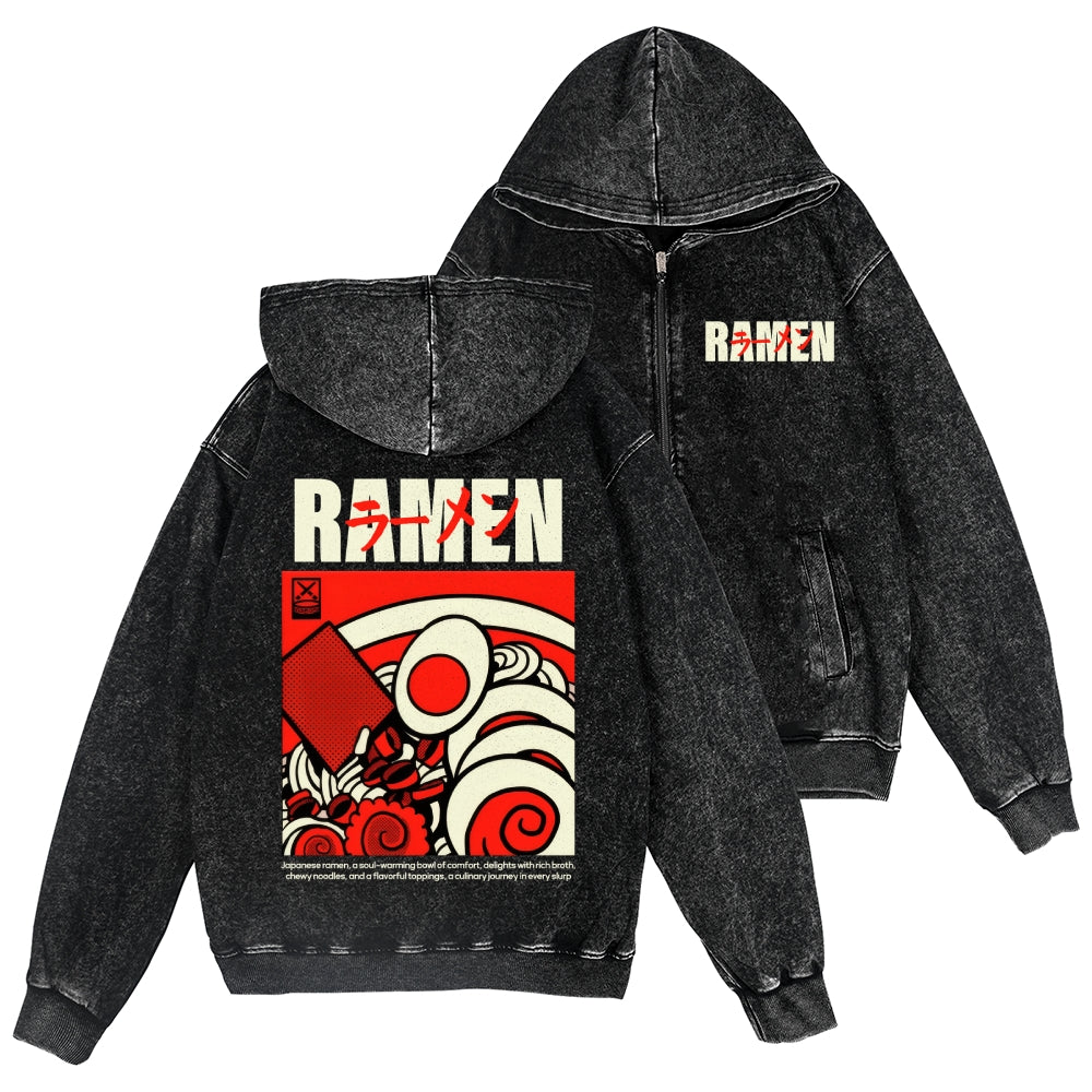 Ramen Vintage Wash Zip Hoodie