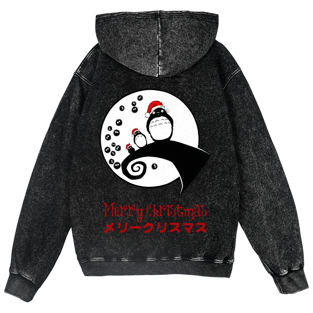 Ghibli Christmas Totoro Vintage Wash Zip Hoodie