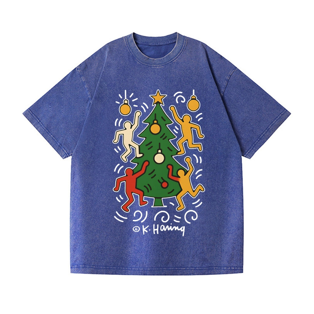 Christmas Keith Haring Vintage Wash Japanese Design T-Shirt