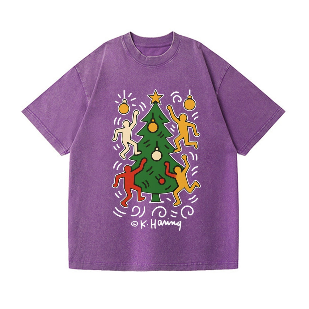 Christmas Keith Haring Vintage Wash Japanese Design T-Shirt