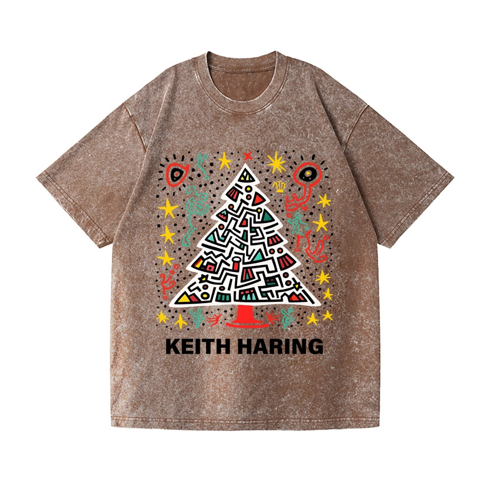 Christmas Keith Haring Vintage Wash Japanese Design T-Shirt