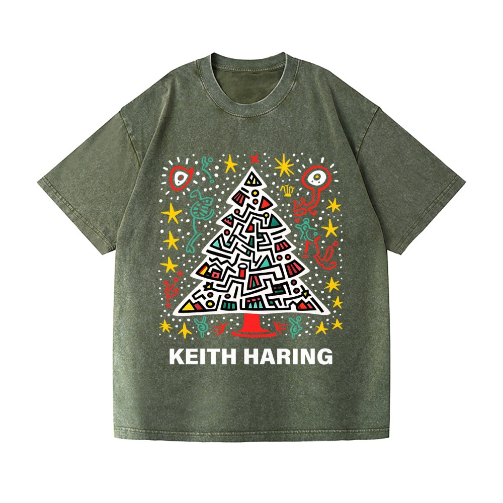 Christmas Keith Haring Vintage Wash Japanese Design T-Shirt