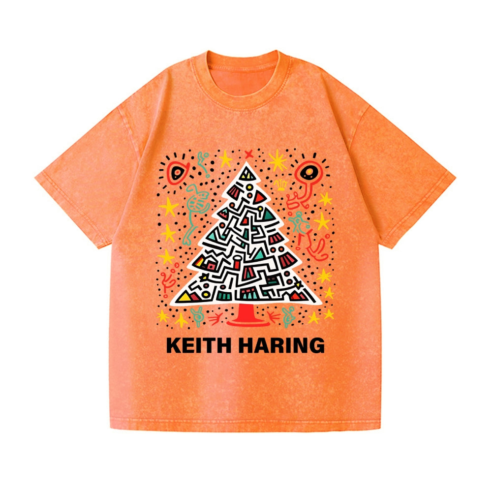 Christmas Keith Haring Vintage Wash Japanese Design T-Shirt