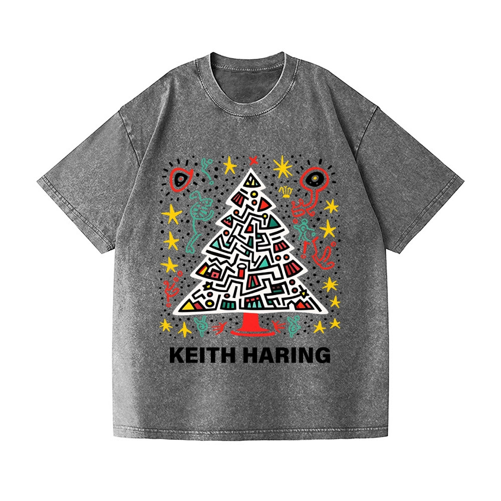 Christmas Keith Haring Vintage Wash Japanese Design T-Shirt