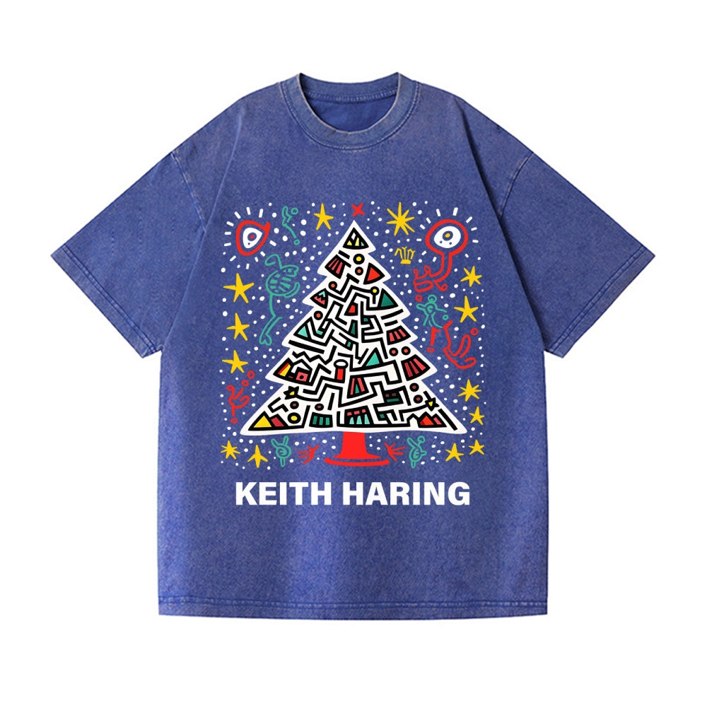 Christmas Keith Haring Vintage Wash Japanese Design T-Shirt