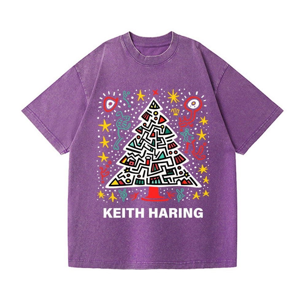 Christmas Keith Haring Vintage Wash Japanese Design T-Shirt