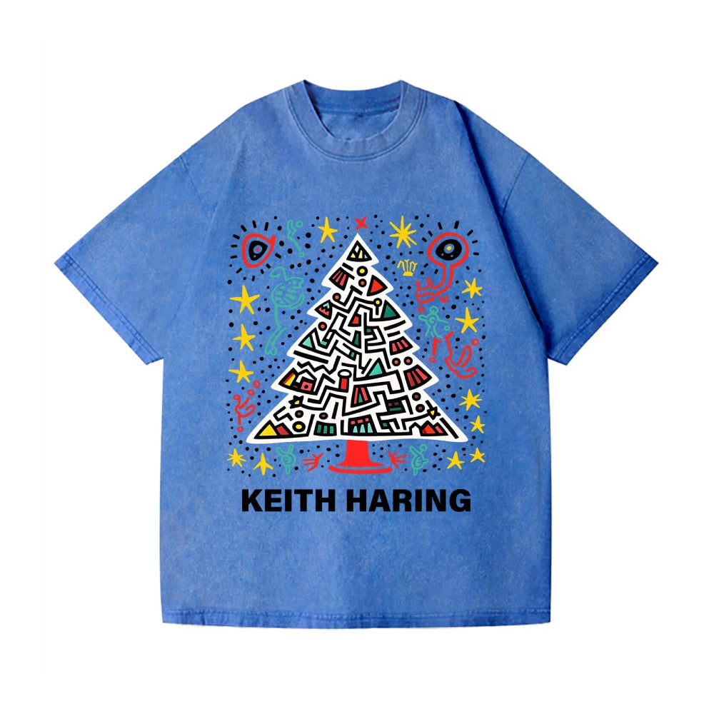 Christmas Keith Haring Vintage Wash Japanese Design T-Shirt