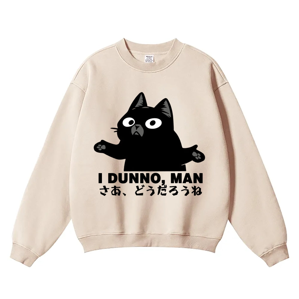 Dunno Cat Vintage Cotton Blend Sweatshirt