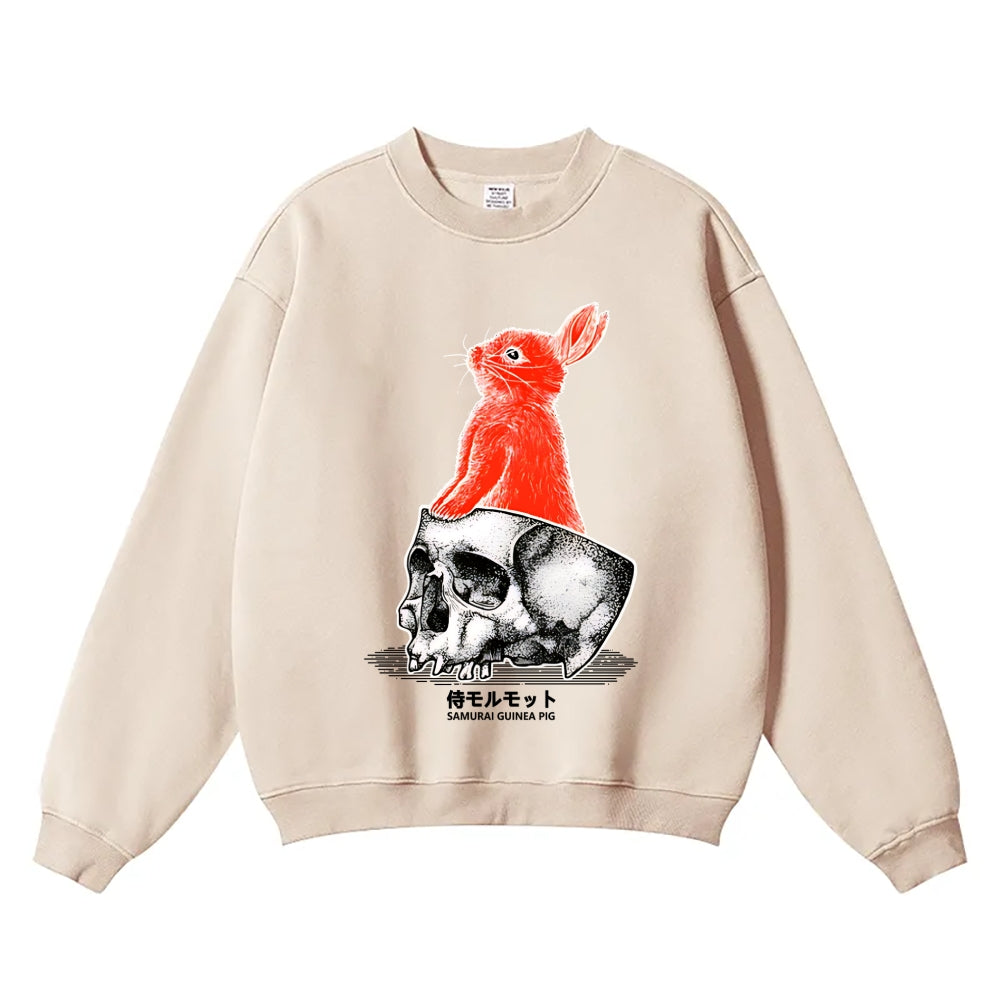 Rabbit Skull Vintage Cotton Blend Sweatshirt