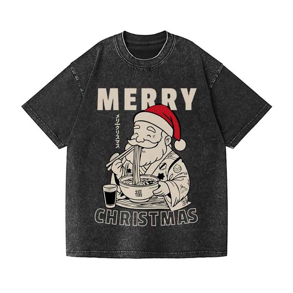 Christmas Santa Ramen Vintage Wash Japanese Design T-Shirt