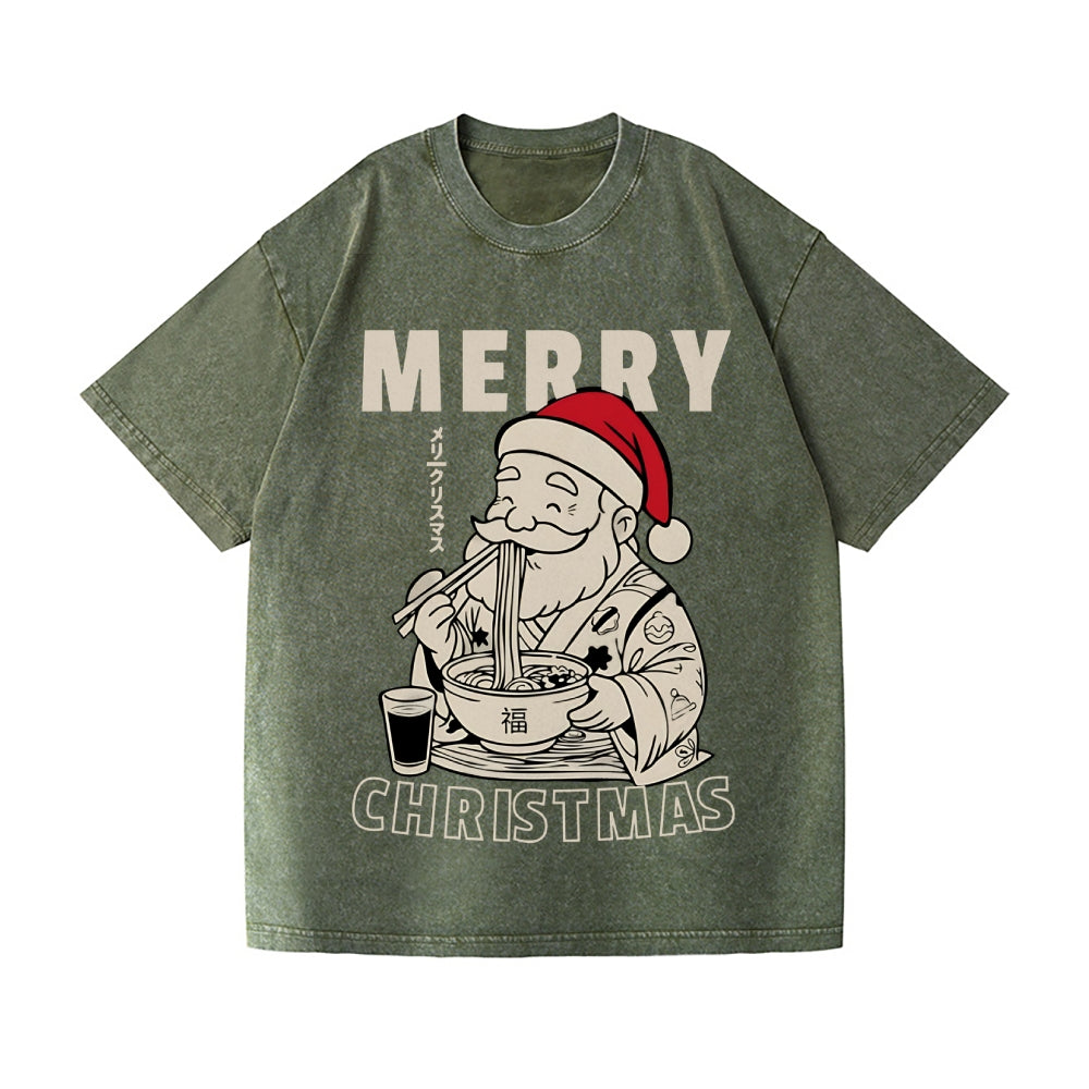 Christmas Santa Ramen Vintage Wash Japanese Design T-Shirt