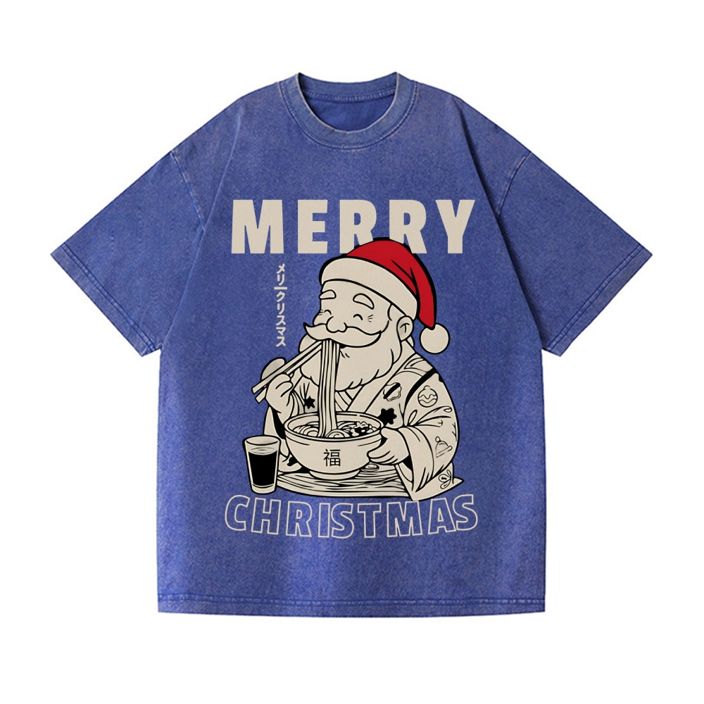 Christmas Santa Ramen Vintage Wash Japanese Design T-Shirt