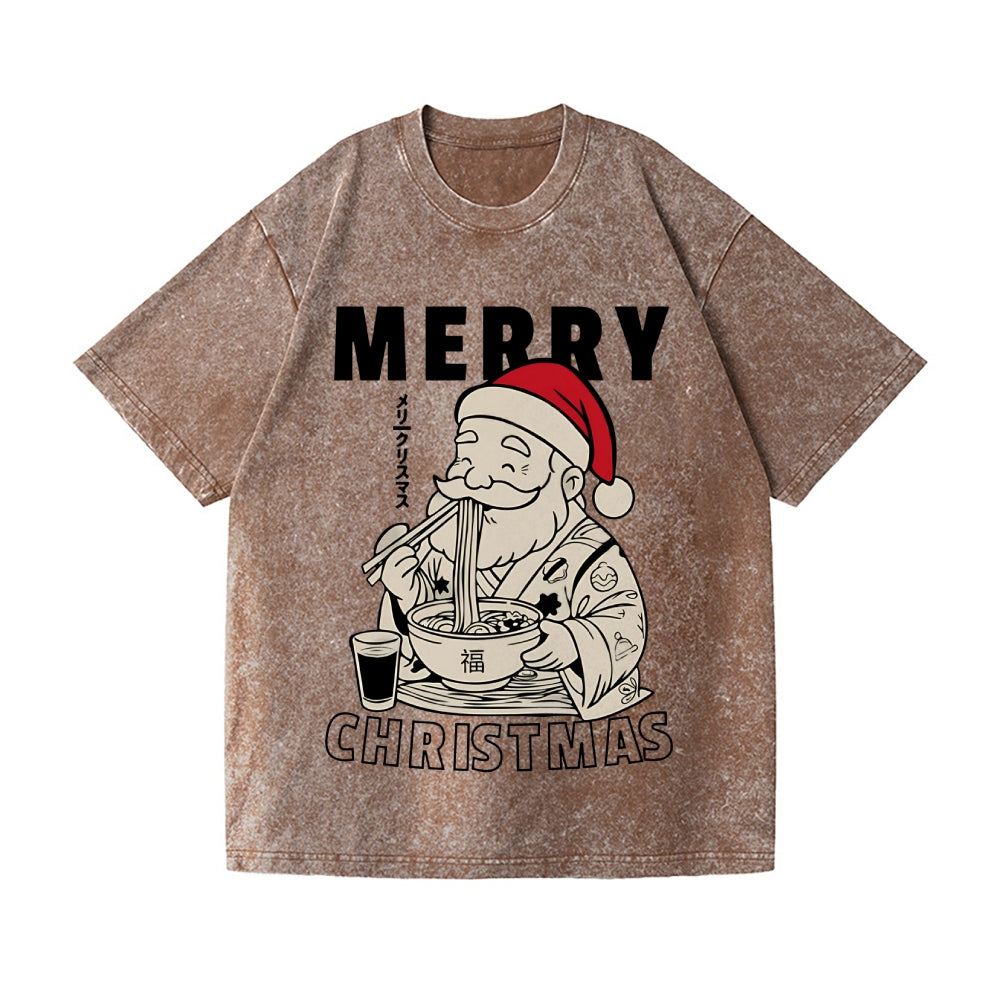 Christmas Santa Ramen Vintage Wash Japanese Design T-Shirt