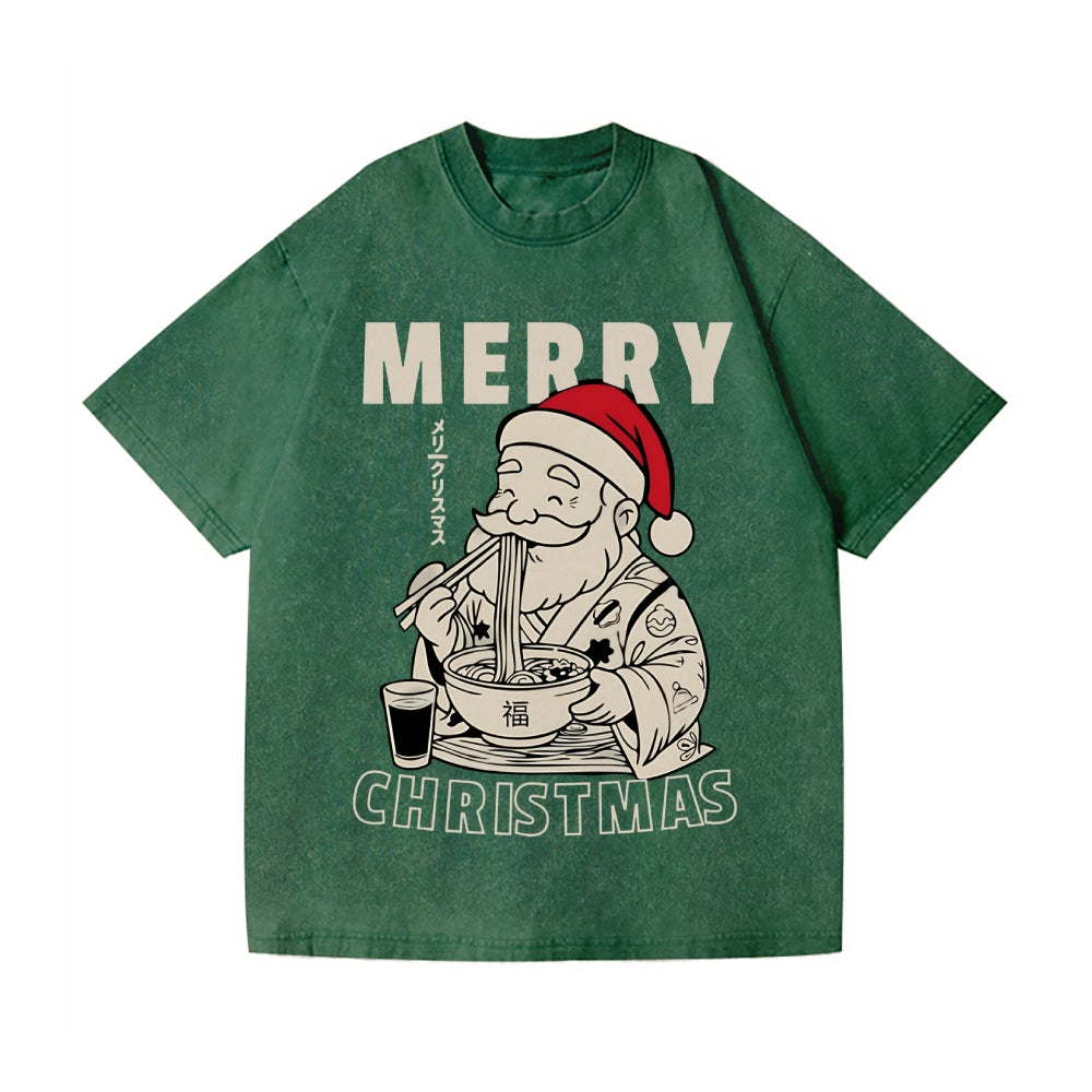 Christmas Santa Ramen Vintage Wash Japanese Design T-Shirt