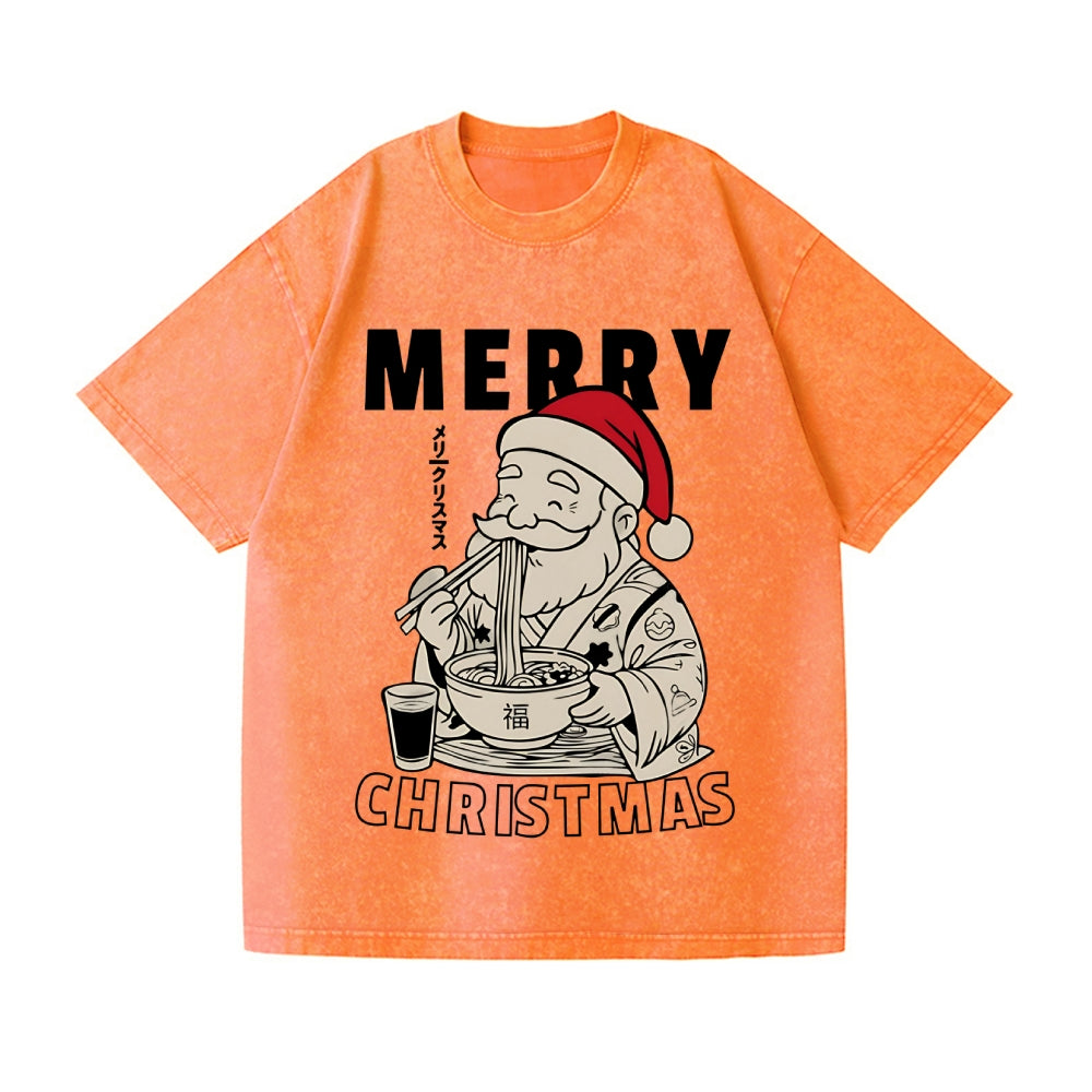 Christmas Santa Ramen Vintage Wash Japanese Design T-Shirt