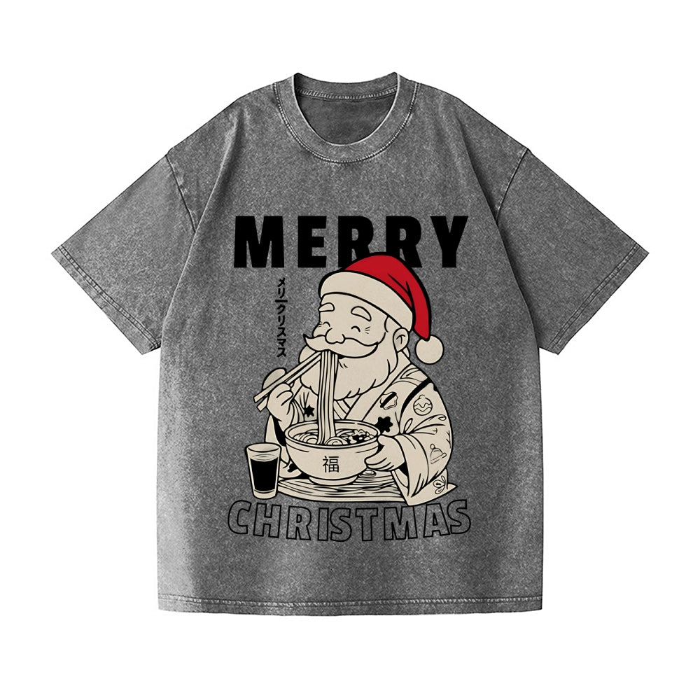 Christmas Santa Ramen Vintage Wash Japanese Design T-Shirt