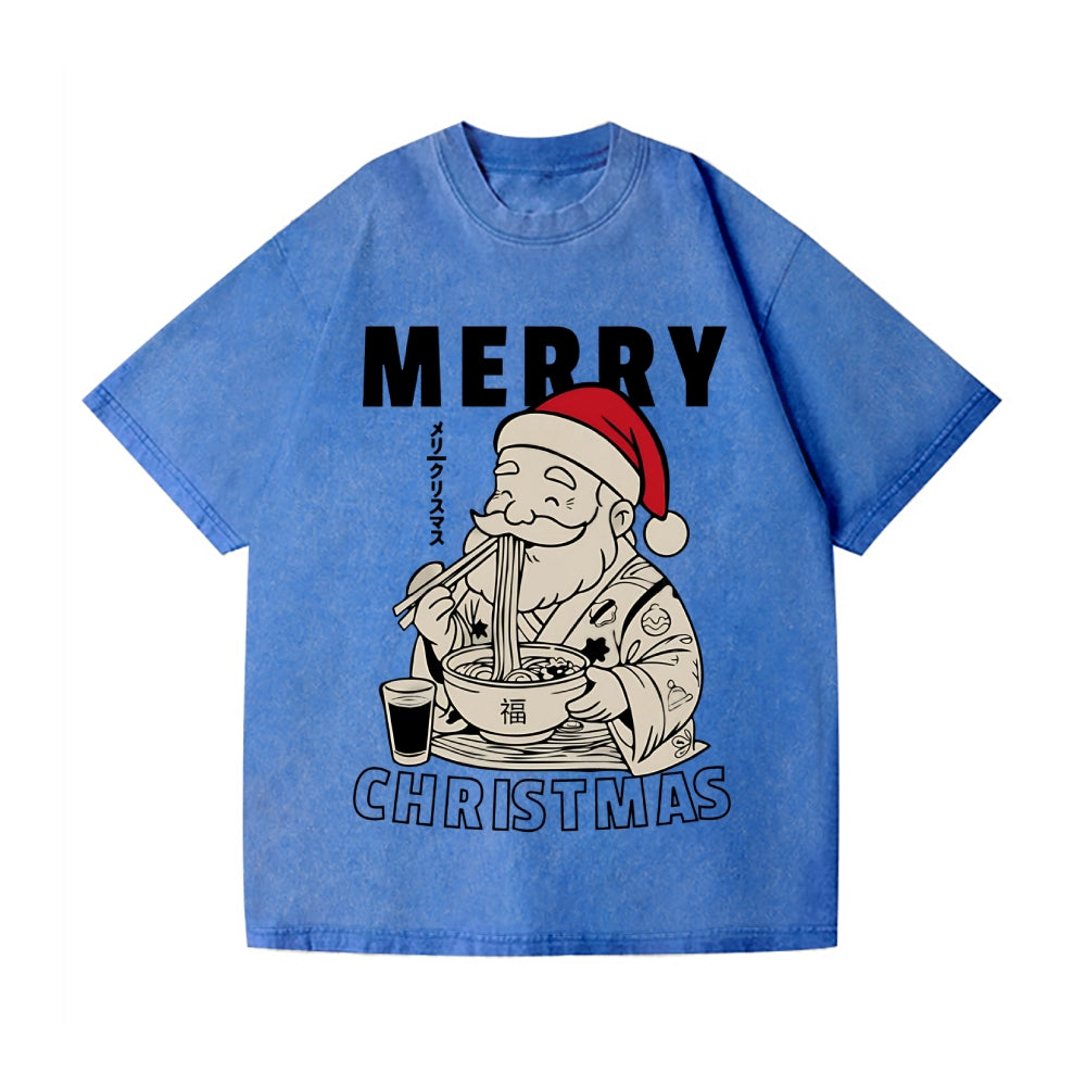 Christmas Santa Ramen Vintage Wash Japanese Design T-Shirt