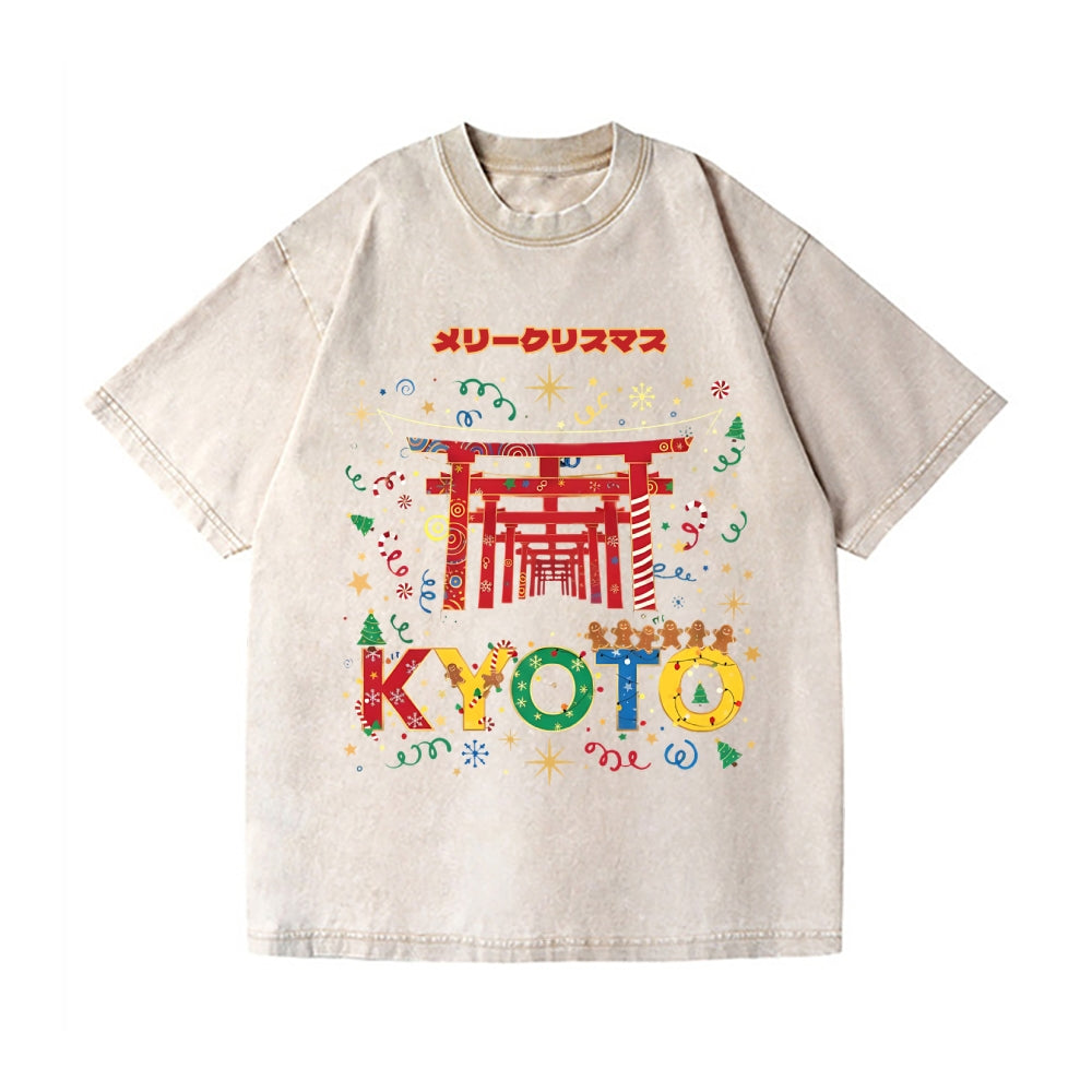 Christmas in Kyoto Vintage Wash Japanese Design T-Shirt