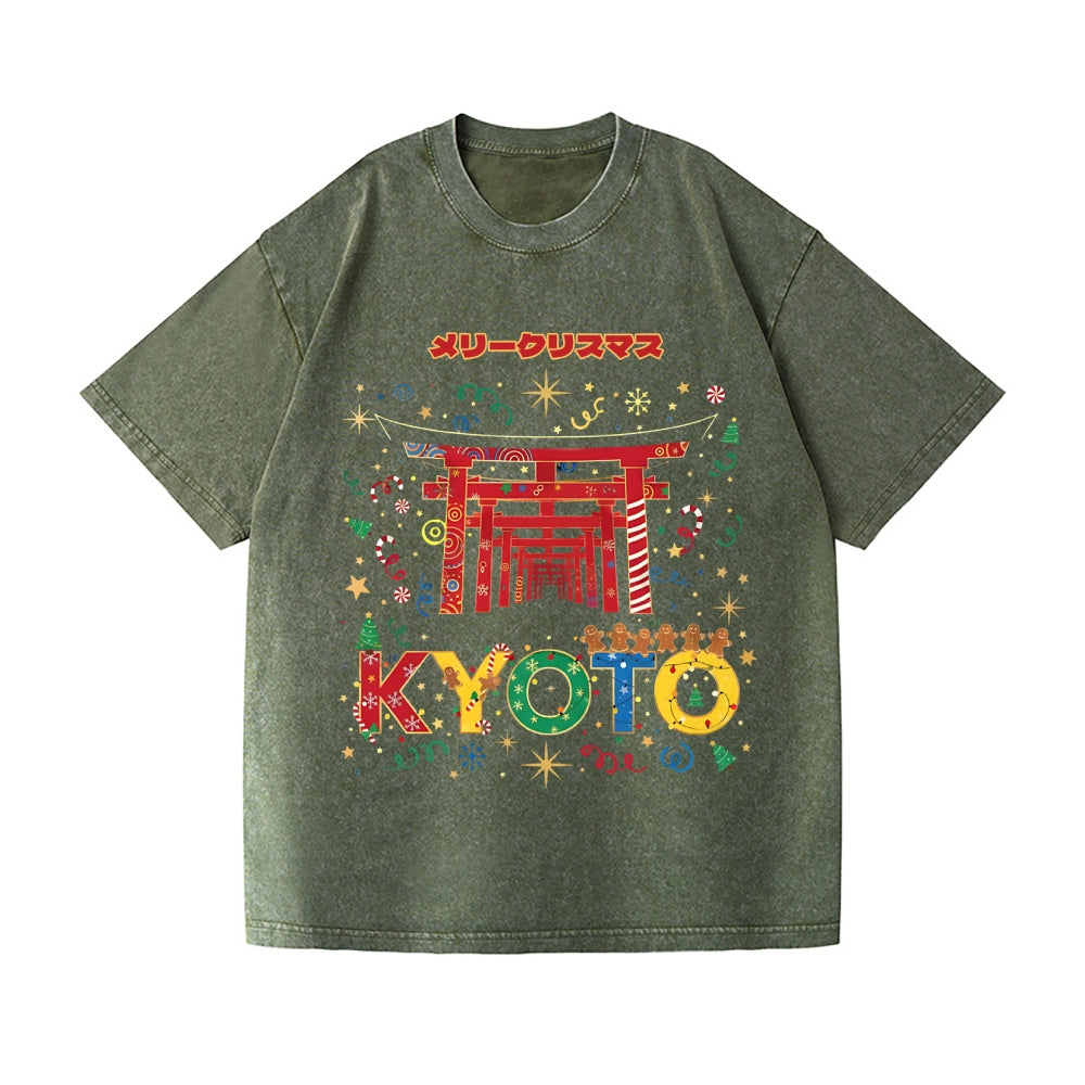 Christmas in Kyoto Vintage Wash Japanese Design T-Shirt