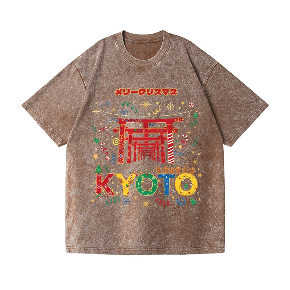 Christmas in Kyoto Vintage Wash Japanese Design T-Shirt