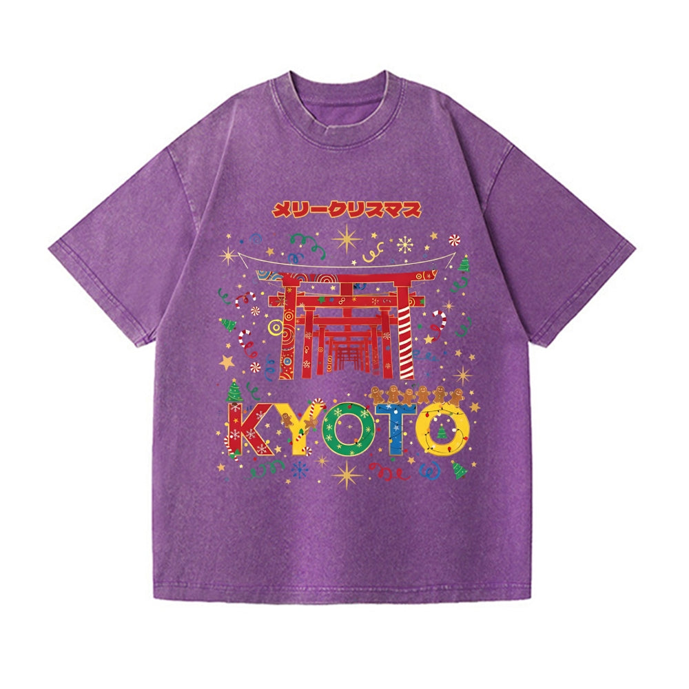 Christmas in Kyoto Vintage Wash Japanese Design T-Shirt
