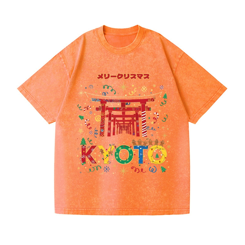 Christmas in Kyoto Vintage Wash Japanese Design T-Shirt
