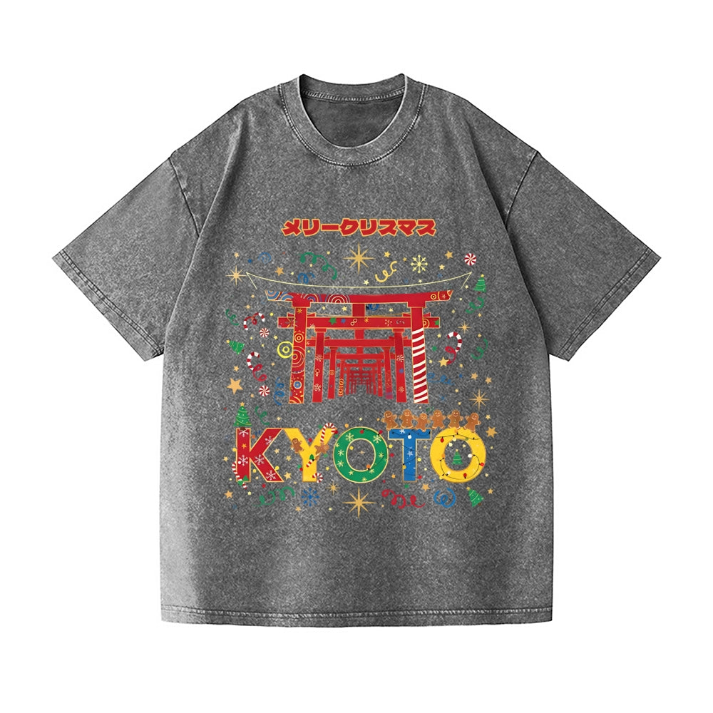 Christmas in Kyoto Vintage Wash Japanese Design T-Shirt