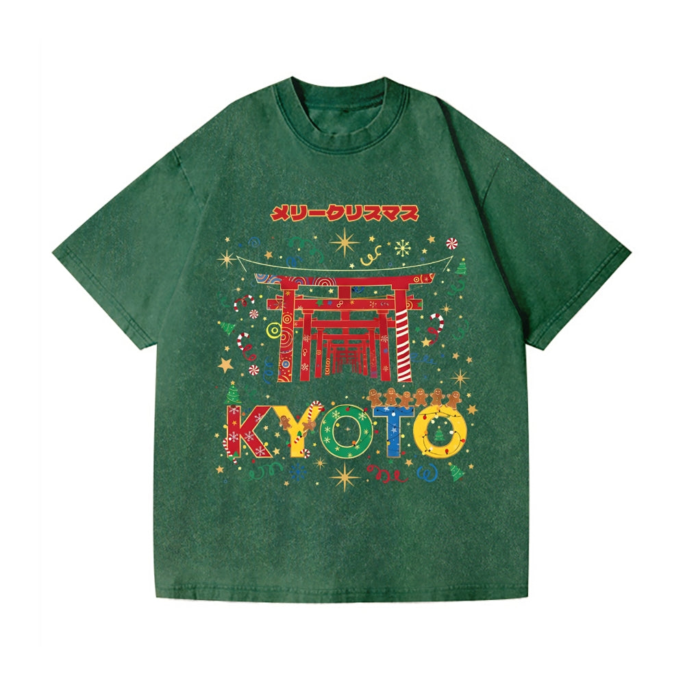 Christmas in Kyoto Vintage Wash Japanese Design T-Shirt