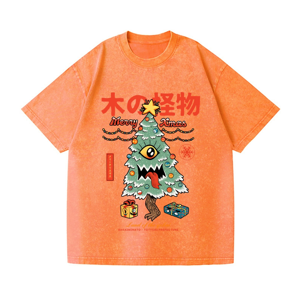 Yokai Christmas Vintage Wash Japanese Design T-Shirt